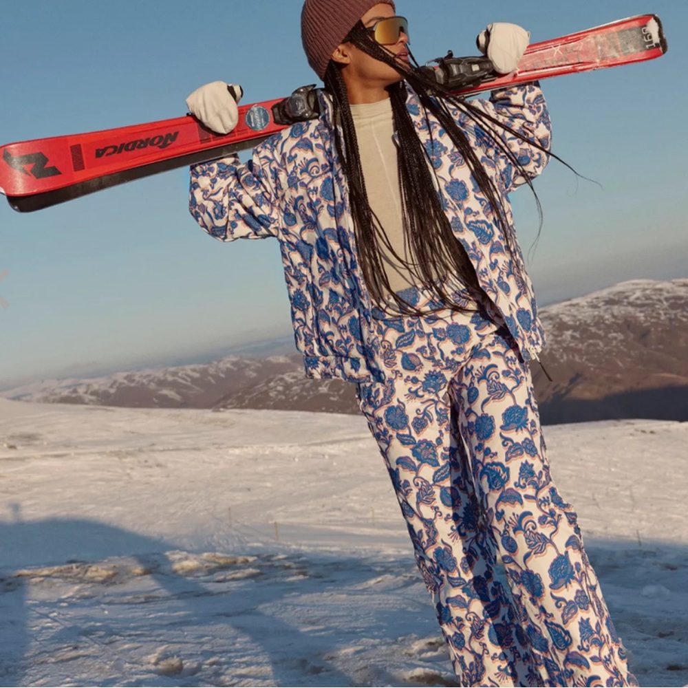 Free people movement bunny slope printed snowboard and ski suit set